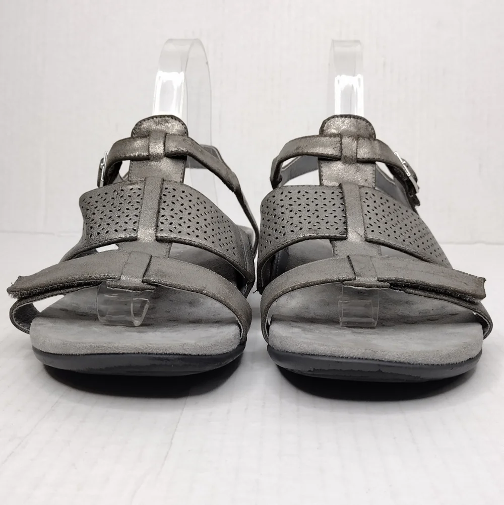 Vionic Goldie Distressed Leather Straps Adjustable Perforated Comfort Sandals